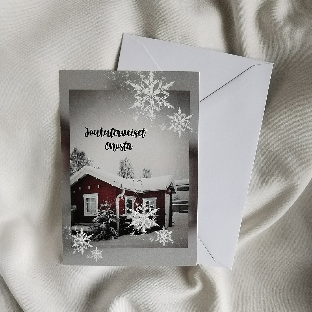 Joulupostikortti Enosta